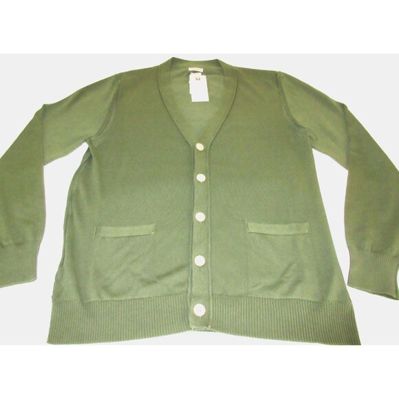 OOBE Brand Men's Ashworth Cotton Cardigan Italian Made Sweater Militaire Green - Picture 1 of 7
